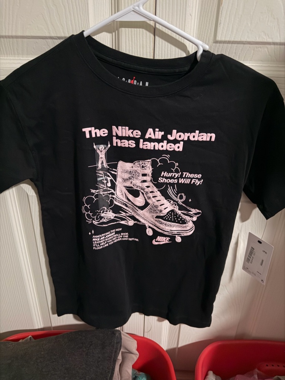 Nike Black Tee with Pink Air Jordan Graphic